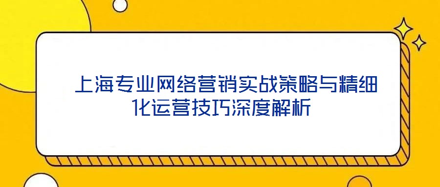  上海专业网络营销实战策略与精细化运营技巧深度解析