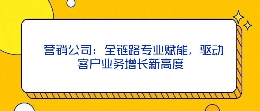营销公司:全链路专业赋能,驱动客户业务增长新高度