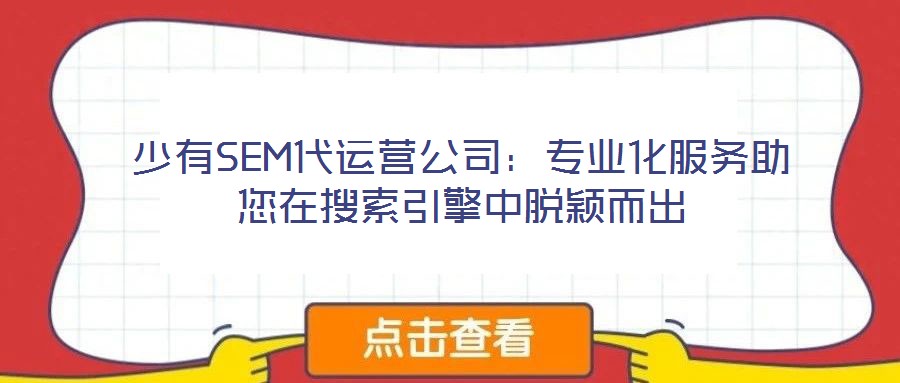 少有SEM代运营公司:专业化服务助您在搜索引擎中脱颖而出