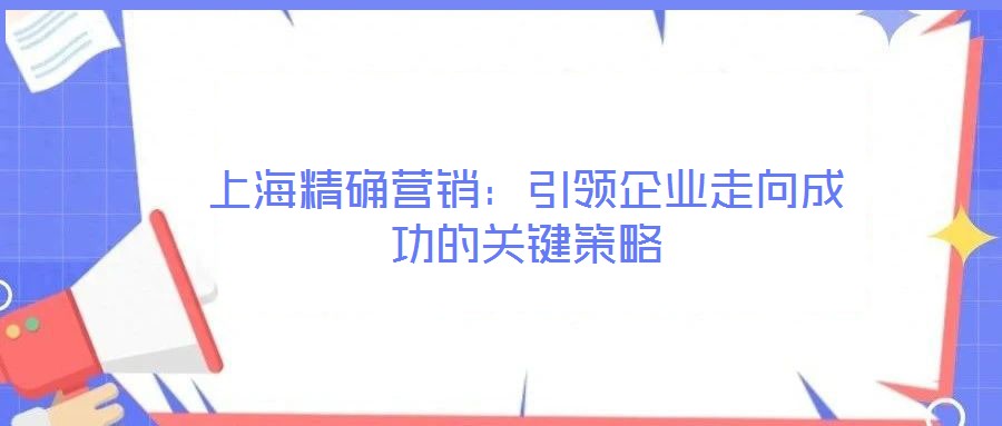 上海精确营销:引领企业走向成功的关键策略