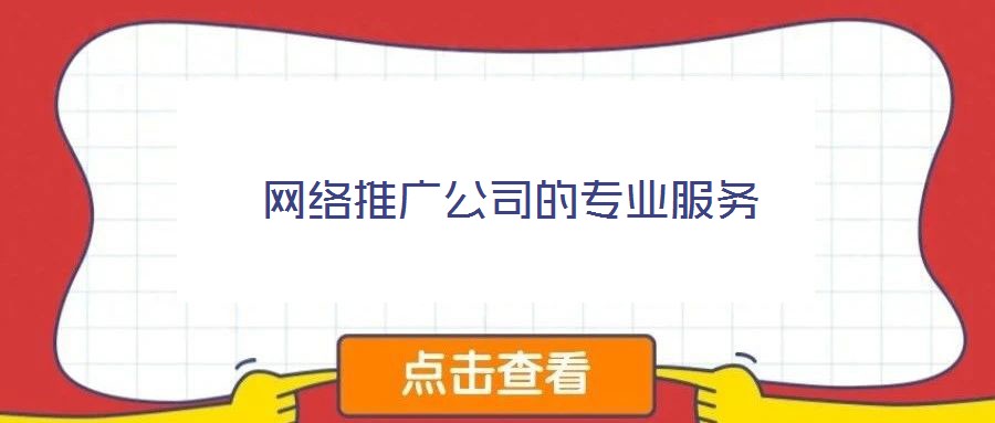 网络推广公司的专业服务