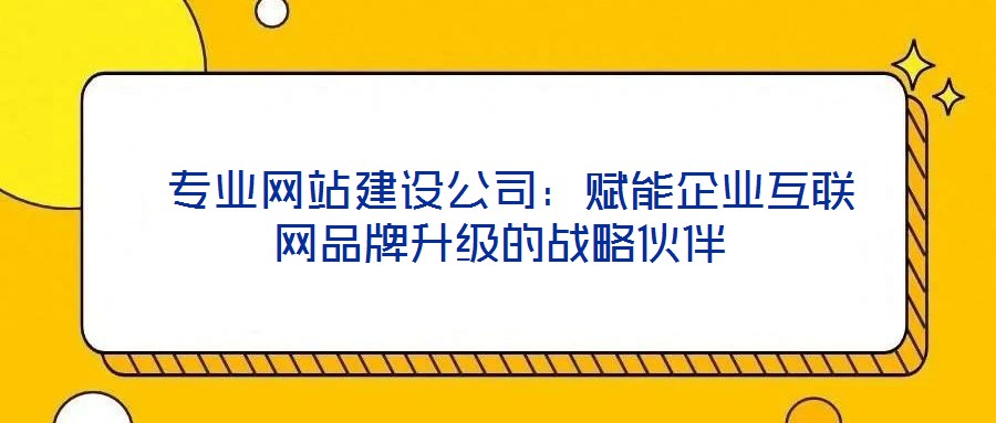  专业网站建设公司：赋能企业互联网品牌升级的战略伙伴