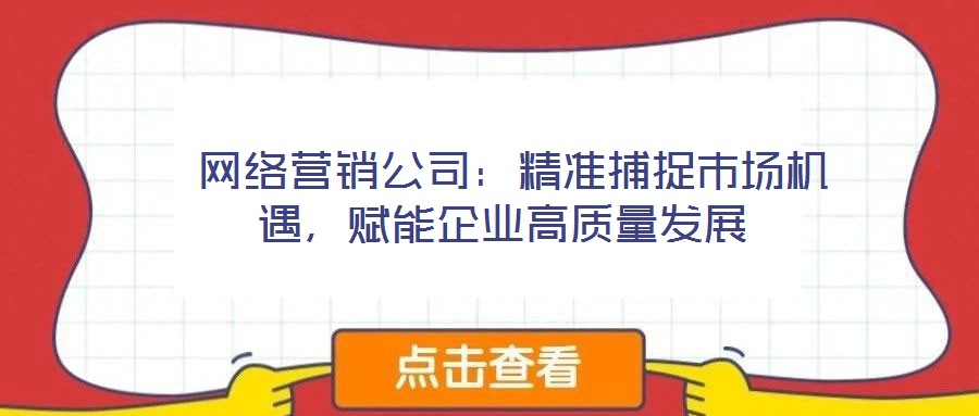 网络营销公司:精准捕捉市场机遇,赋能企业高质量发展
