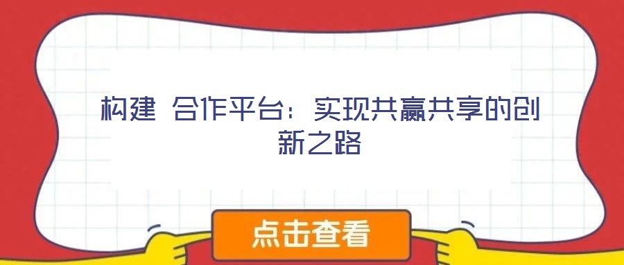 构建 合作平台:实现共赢共享的创新之路