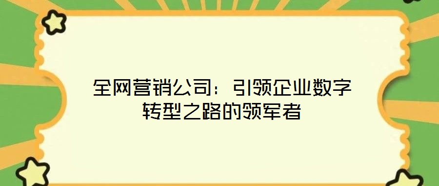 全网营销公司:引领企业数字转型之路的领军者