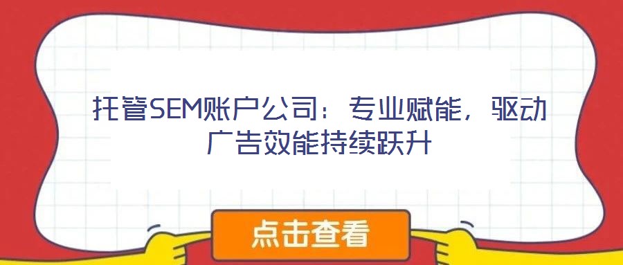 托管SEM账户公司:专业赋能,驱动广告效能持续跃升