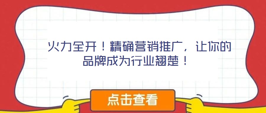  火力全开！精确营销推广，让你的品牌成为行业翘楚！
