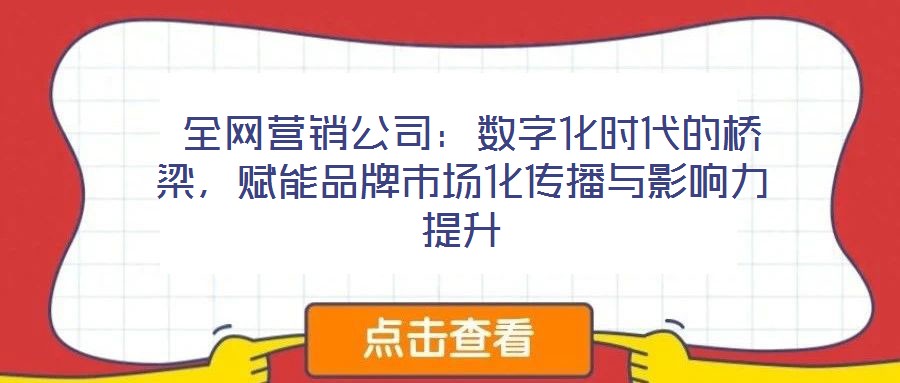 全网营销公司:数字化时代的桥梁,赋能品牌市场化传播与影响力提升