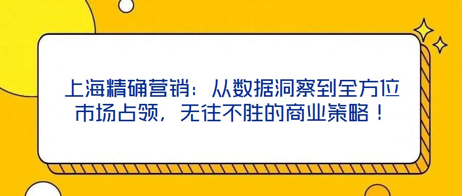 上海精确营销:从数据洞察到全方位市场占领,无往不胜的商业策略!