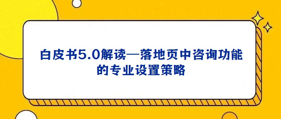 白皮书5.0解读—落地页中咨询功能的专业设置策略